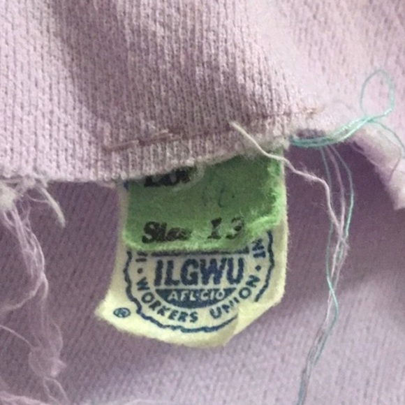 Vintage 70’s Handmade Lilac Purple ILGWU Union Made Flutter Sleeve Mini Dress - Picture 5 of 5